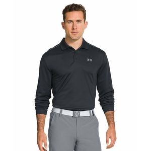 Under Armor Mens Long Sleeve Black Polo 2XL